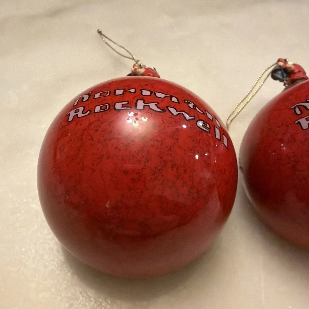 Vtg 1998 Bradford Editions Norman Rockwell Christmas Ornaments Set Of 2 Santa - Picture 5 of 9